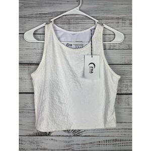 Zyia Active White Leopard Crop Tank Top XL NEW Textured Yoga Athletic Workout